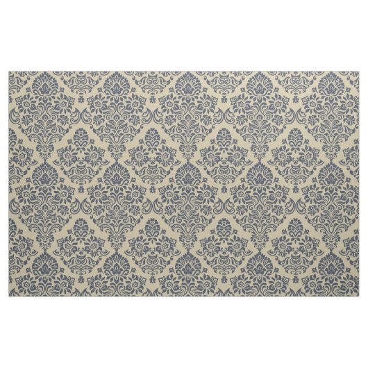 Stilvolles Blau und Creme Damask Muster Stoff (Fat Quarter (45,7 x 55,9 cm))