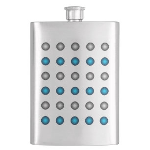 Stilvolles Blau- und Silberpolka-Punktmuster Flachmann