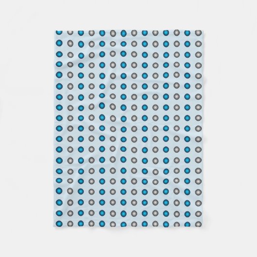 Stilvolles Blau- und Silberpolka-Punktmuster Fleecedecke (Vorderseite)