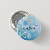 Stilvolles Blau-Weiß-Blumendesign, Vorlage Button (Vorne & Hinten)