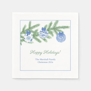 Stilvolles Blau-Weiß-Ornament Urlaub Party Serviette