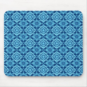Stilvolles blaues geometrisches Blumenmuster Mousepad