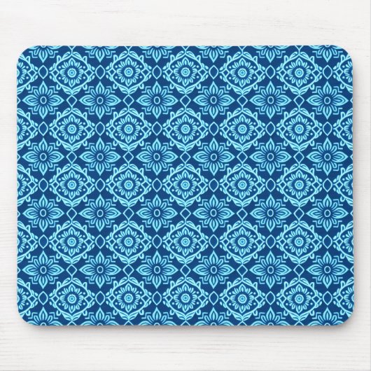 Stilvolles blaues geometrisches Muster Mousepad (Vorne)