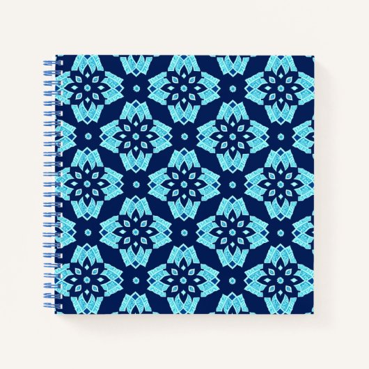 Stilvolles blaues geometrisches Muster Notizblock (Vorderseite)