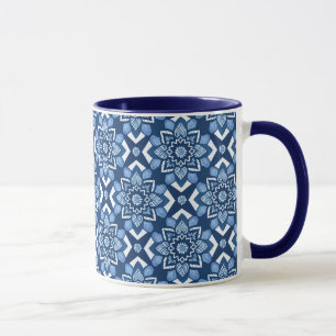 Stilvolles blaues geometrisches Muster Tasse