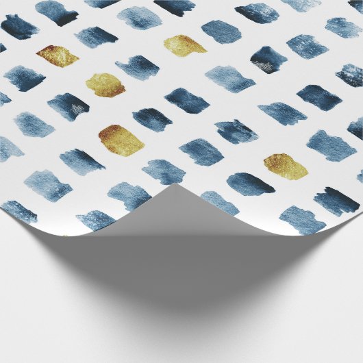 Stilvolles blaues goldenes Muster für Pinselspitze Geschenkpapier (Ecke)