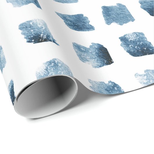 Stilvolles blaues goldenes Muster für Pinselspitze Geschenkpapier (Rolleneckpunkt)