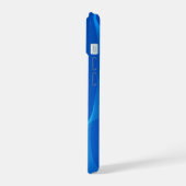 Stilvolles blaues Leder iPhone 15 Hülle (Linke Seite)