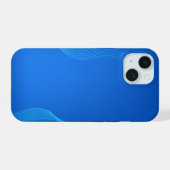 Stilvolles blaues Leder iPhone 15 Hülle (Rückseite (Horizontal))
