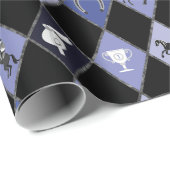 Stilvolles blaues Reittier Diamantenmuster Geschenkpapier (Rolleneckpunkt)