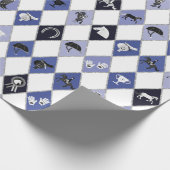 Stilvolles blaues Reittier Diamond Muster Geschenkpapier (Ecke)