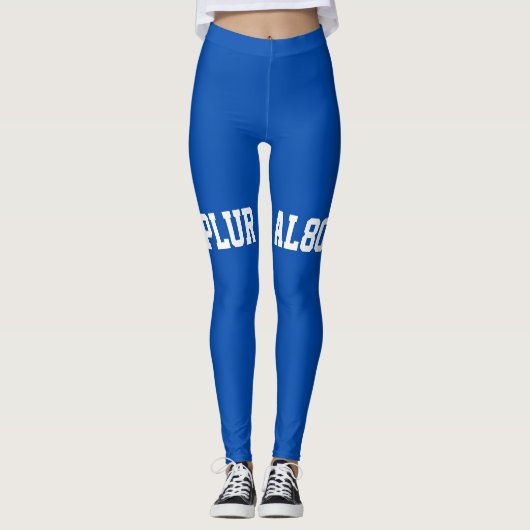 Stilvolles, blaues Textsystem Leggings (Vorderseite)