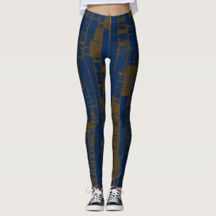 stilvolles blaues und braunes abstraktes Muster Leggings