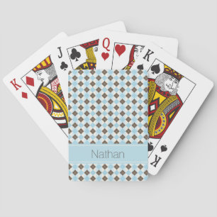 Stilvolles blaues und braunes Argyle-Muster-Monogr Spielkarten