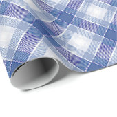 Stilvolles, blaues und weißes Tartan-Muster Geschenkpapier (Rolleneckpunkt)