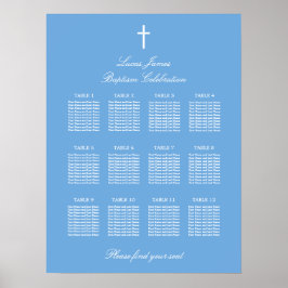 Stilvolles Blue 12 Table Baptim Seating Chart Post Poster