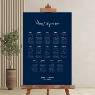 Stilvolles Blue 14 Table Wedding Seating Chart Poster