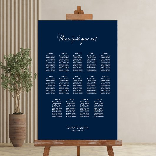 Stilvolles Blue 14 Table Wedding Seating Chart Poster