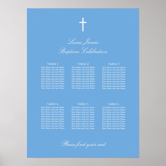 Stilvolles Blue 6 Table Baptist Seating Chart Post Poster (Vorne)