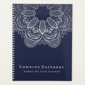 Stilvolles Blue and Silver Yoga Teacher Notebook Planer (Vorderseite)