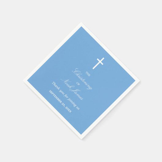 Stilvolles Blue Christening Party Napkins Serviette (Ecke)