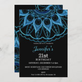 Stilvolles Blue Mandala zum Geburtstag Einladung (Vorne/Hinten)