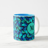 Stilvolles Blue Morpho Butterfly Muster Mit Monogr Zweifarbige Tasse (VorderseiteRechts)