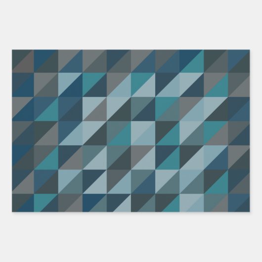 Stilvolles Blue Ombre Modernes geometrisches Muste Geschenkpapier Set (Vorderseite 2)