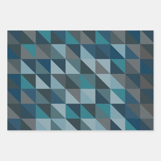 Stilvolles Blue Ombre Modernes geometrisches Muste Geschenkpapier Set (Vorderseite)