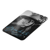 Stilvolles Blue Script Abschluss Announcement Foto Magnet (Linke Seite)