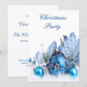 Stilvolles Blue & Silver Holiday Weihnachten Party Einladung