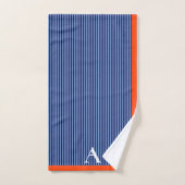 Stilvolles Blue Striped Monogram Badhandtuch Set (Handtuch)