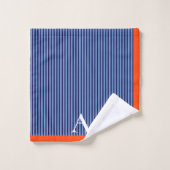 Stilvolles Blue Striped Monogram Badhandtuch Set (Waschlappen)