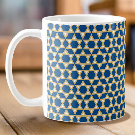Stilvolles Blue White & Gold Star Muster Kaffeetasse