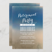 Stilvolles Blue & White Winter Retirement Party Einladung (Vorne/Hinten)