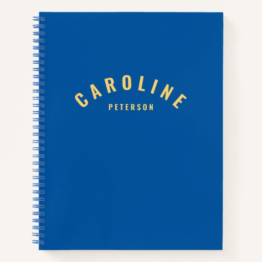 Stilvolles Blue & Yellow Semi Circle Name Monogram Notizblock (Vorderseite)