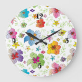 Stilvolles Blume Design Große Wanduhr (Vorderseite)