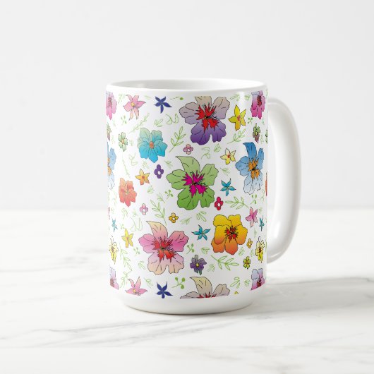 Stilvolles Blume Design Kaffeetasse (VorderseiteRechts)