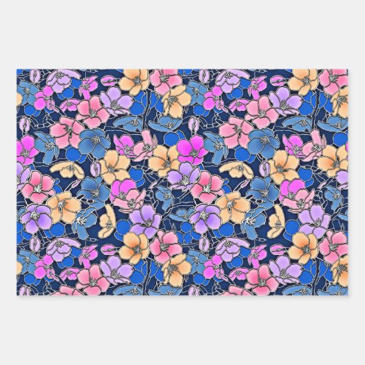 Stilvolles Blumenmuster 46 Geschenkpapier Set (Vorderseite)