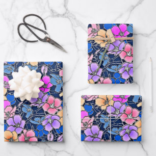 Stilvolles Blumenmuster 46 Geschenkpapier Set