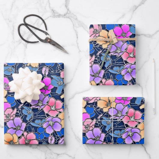 Stilvolles Blumenmuster 46 Geschenkpapier Set (Vorderseite)