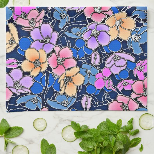 Stilvolles Blumenmuster 46 Geschirrtuch (Gefaltet)