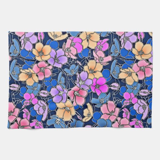 Stilvolles Blumenmuster 46 Geschirrtuch (Horizontal)