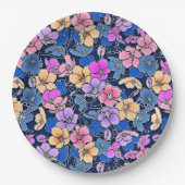 Stilvolles Blumenmuster 46 Pappteller (Vorderseite)