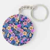 Stilvolles Blumenmuster 46 Schlüsselanhänger (Rückseite)