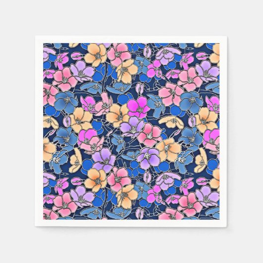 Stilvolles Blumenmuster 46 Serviette (Vorderseite)