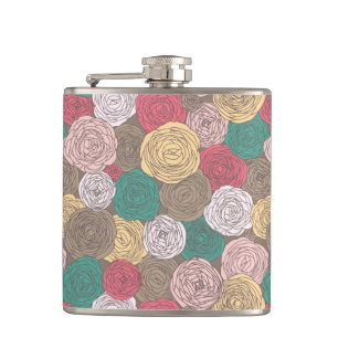 Stilvolles Blumenmuster. Helle Blumen Flachmann