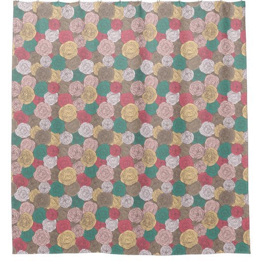 Stilvolles Blumenmuster. Helles Blumen Duschvorhang (Vorderseite)