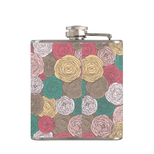 Stilvolles Blumenmuster. Helles Blumen Flachmann (Rückseite)