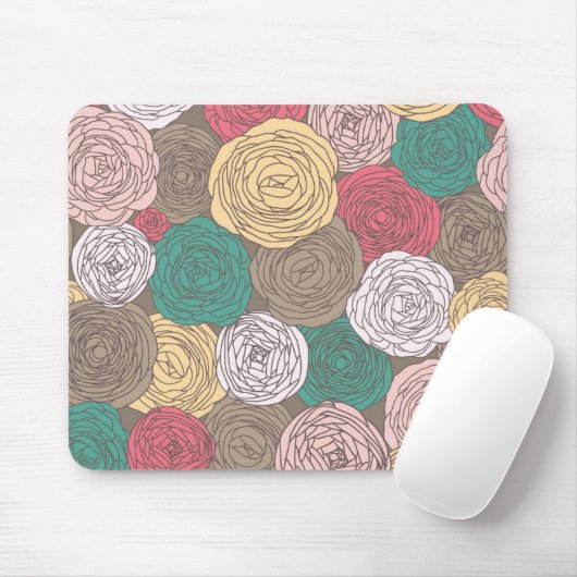 Stilvolles Blumenmuster. Helles Blumen Mousepad (Mit Mouse)
